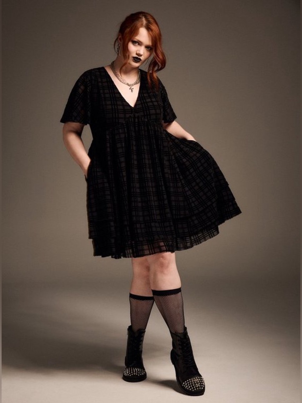 Torrid Nghtfall Collection Mini Burnout Velvet Babydoll Dress Black NWT 0